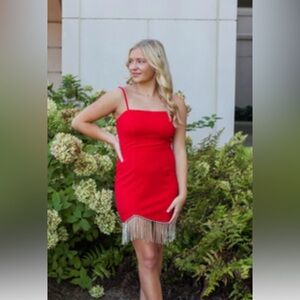 Trixxi clothing red rhinestone dress size small